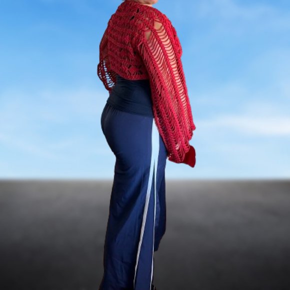 Handmade lace mesh net summer spring crochet crop top lightweight cover up cott - Picture 4 of 16